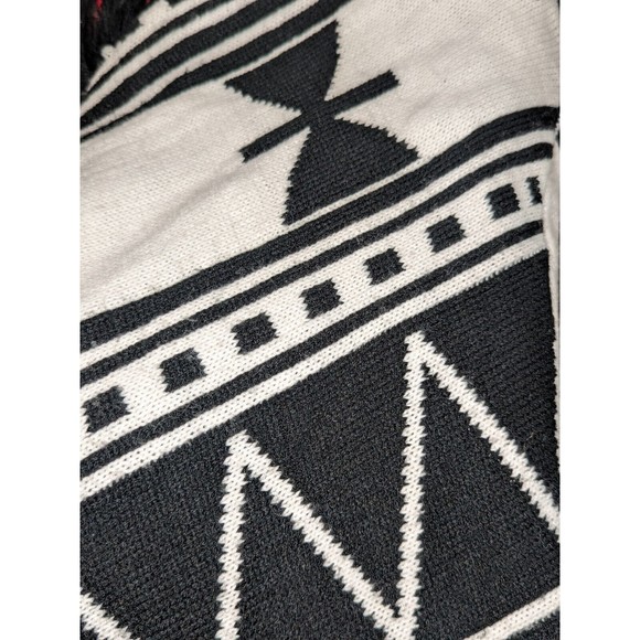 Forever 21 Open Cardigan Elegant Knit Shawl Black White fringes Size M/L - Picture 4 of 4